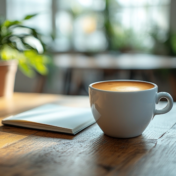 Cappuccino-auf-dem-Schreibtisch